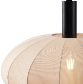 Japandi hanglamp zwart met bruine stoffen kap 3-lichts - BidaJapandi E27 Scandinavisch rond Binnenverlichting Lamp