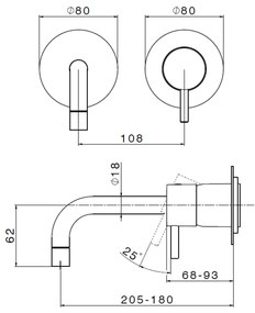Salenzi Giro inbouw wastafelkraan geborsteld messing (afbouwdeel)