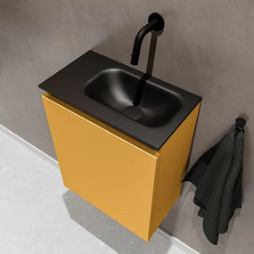 Mondiaz Ture 40cm toiletmeubel ocher met wastafel urban rechts geen kraangat