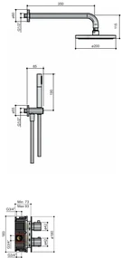 Hotbath Buddy IBS12A inbouw regendouche 20cm met 3 standen handdouche, glijstang en plafondbuis 30cm chroom