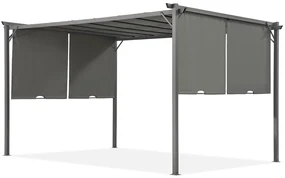 Antraciet Sevilla 4x4m terraspergola met Garden Point gordijnen