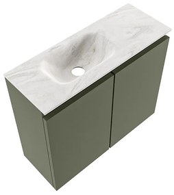 Mondiaz Ture DLux toiletmeubel 60cm army met wastafel ostra links met kraangat