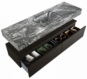 Mondiaz Alan DLux badmeubel 150cm urban 2 lades met wastafel lava midden 1 kraangat