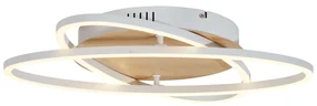 Plafondlamp wit met hout incl. LED 3-staps dimbaar 2-lichts - Kane Modern rond Binnenverlichting Lamp