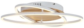 Plafondlamp wit met hout incl. LED 3-staps dimbaar 2-lichts - Kane