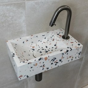 Saniclear Terrazzo fonteinset met gebogen kraan in gunmetal