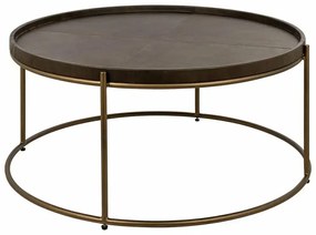 Richmond Interiors Zillon Ronde Salontafel Bruin Leder - 90 X 90cm.