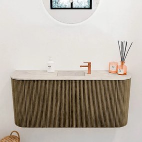 Mondiaz Joya DLux 95cm toiletmeubel ronding links/rechts dusk met wastafel faye midden 1 kraangat ostra