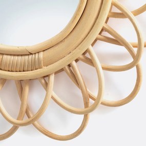 Spiegel in rotan, dubbel bloemvormigØ36 cm, Nogu