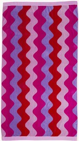 Katoenen velours jacquard strandhanddoek Waves met badstof achterzijde