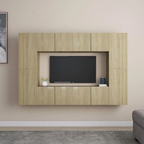 vidaXL 8-delige Tv-meubelset spaanplaat sonoma eikenkleurig