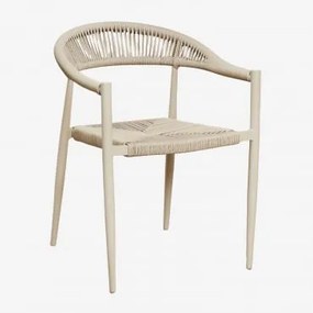 Stapelbare Tuinstoel Met Armleuningen Van Aluminium En Synthetisch Riet Amatria Tapioca Beige - Sklum