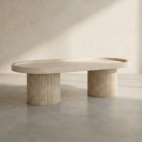 Salontafel Met Travertin-look - 60 X 120cm.