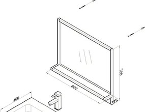 B-Stone Metal zwarte spiegel met planchet 100x70cm