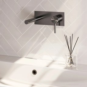 Brauer Stripe inbouw wastafelkraan ColdStart met rechte uitloop en afdekplaat model A1 gunmetal geborsteld PVD