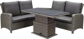 Showroommodel Florida hoek dining loungeset 4 delig verstelbare tafel bruin grijs