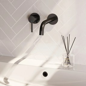 Brauer Stripe inbouw wastafelkraan ColdStart met gebogen uitloop en rozetten model A2 zwart mat