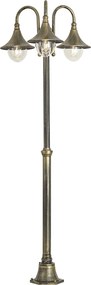 Klassieke buitenlantaarn zwart met antiek goud 200cm 3-lichts IP44 - Daphne