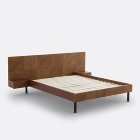 Bed met ingebouwde nachtkastjes en beddenbodem, Jérem