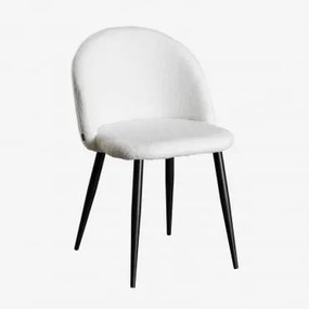 Kana Schapenwollen Eetkamerstoel Ivoorwit & Zwart - Sklum