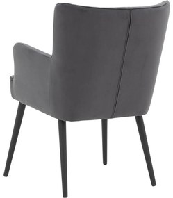 Goossens Eetkamerstoel Rob antraciet velvet stof met armleuning, urban industrieel
