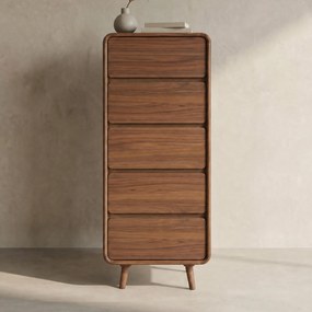 Zuiver Rise Walnut Design Ladenkast Gebogen Walnoothout - 40x45x112cm.