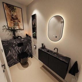 MONDIAZ TURE-DLUX 100cm toiletmeubel Urban. EDEN wastafel Lava positie midden. Met 1 kraangat. TUREDX100URBM1LAV