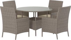 The Outsider tuinset-sven-5-delig-4-personen-rond-bruin-wicker-glas-the-outsider