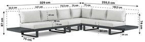 Hoek loungeset 6 personen Aluminium Grijs  Lifestyle Garden Furniture Lorenzo