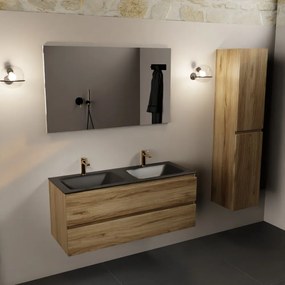 Mondiaz Aivy badmeubel 120cm chai met wastafel solid surface urban dubbel 2 kraangaten en spiegel