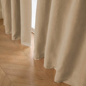 Verduisteringsgordijn van gewassen linnen, leren lussen, Private