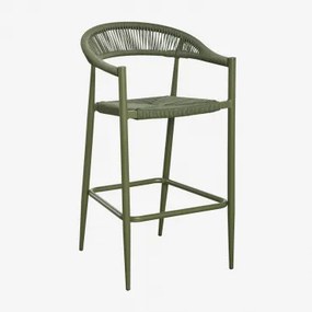 Set Van 2 Hoge Tuinkrukken 75 Cm Van Aluminium En Synthetisch Riet Amatria Groen – Intens Olijf & ↑75 Cm - Sklum