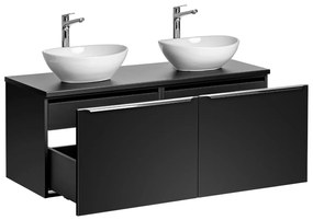 Comad Santa Fe Black badkamermeubel 120cm zwart mat met 2 glans witte waskommen