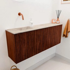 Mondiaz Joya DLux 110cm toiletmeubel ronding rechts ruby met wastafel faye links zonder kraangat frappe