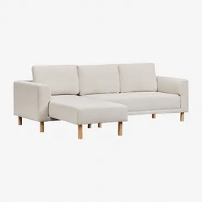 3-zits Chaise Longue Bank Van Caspian Stof Chenille Crèmebeige - Sklum