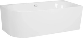 Ben Vico half vrijstaand hoekbad met 2 ligzijdes met hoek rechts 155x80cm glans wit acryl incl. afvoer met overloop chroom