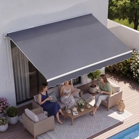 VEVOR Knikarmzonnescherm 2,5x2 m, Uitschuifbaar zonnescherm met handslinger, Terraszonnescherm UPF 80+ zonbescherming, Zonnescherm, Balkonzonnescherm voor terras, balkon, tuin en ramen, Grijs