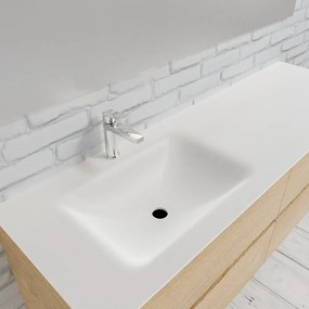 Zaro Valencia Solid Surface badmeubel 150cm licht eiken 1 kraangat spoelbak links met 4 lades