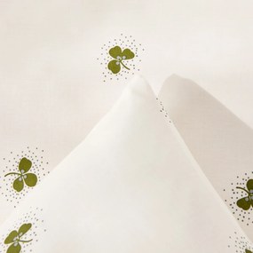 Beddengoedset van 30% gerecycled katoen, vierkant kussensloop, klaverprint, LUCKY CLOVER