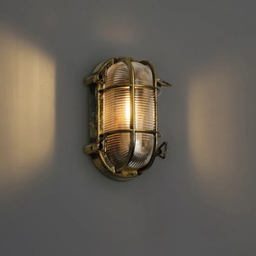 Buiten wand- en plafondlamp antiek goud ovaal IP44 - Noutica