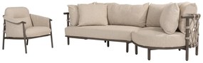 4 Seasons Outdoor Ezra chaise loungeset terre met Volta en Boaz loungetafels  Loungebank    bruin weerbestendig