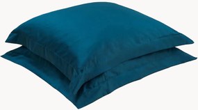 Katoensatijnen kussenslopen Petrol blauw, 2-delig