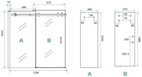 Saniclear Supreme 100-110cm schuif douchedeur zwart