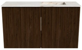 Mondiaz Joya DLux 70cm toiletmeubel walnut met wastafel faye rechts 1 kraangat frappe