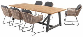 Taste by 4 Seasons Belmond tuinset naturel met Noah tafel teak blad 260 × 100 cm SALE      beige weerbestendig