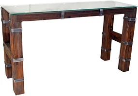 CHYRKA® Eettafel woonkamer tafel DROHOBYCZ kruk loft vintage bar industrieel design handgemaakt hout glas metaal