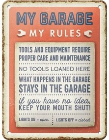 Metalen bord My Garage, My Rules, (15 x 20 cm)