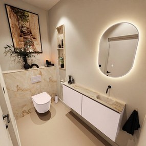 Mondiaz Ture DLux toiletmeubel 120cm rosee met wastafel frappe rechts zonder kraangat