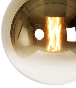 Smart hanglamp zwart met goud glas 20 cm incl. Wifi A60 - Pallon
