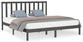 vidaXL Bedframe massief hout grijs 180x200 cm 6FT Super King